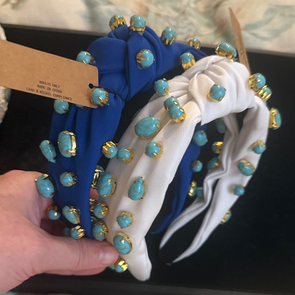 Beaded Blue and White Headbands